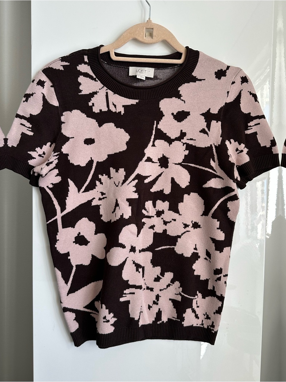 Dark Romantic Floral Knit Top Balletcore Soft Girl Chocolate Brown Blush
